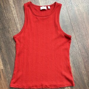 Cyrus Dark Orange/Rust Color Ribbed Tank Top